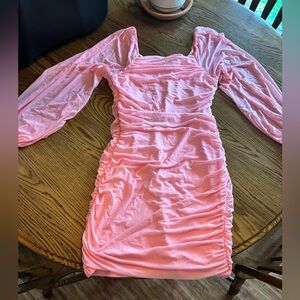 Pink ruched dress